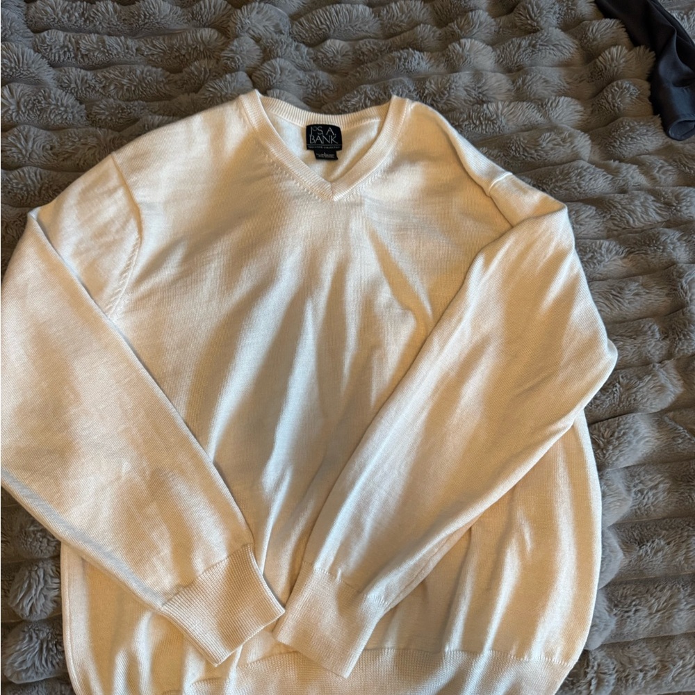Jos. A. Bank V-Neck Cream Sweater